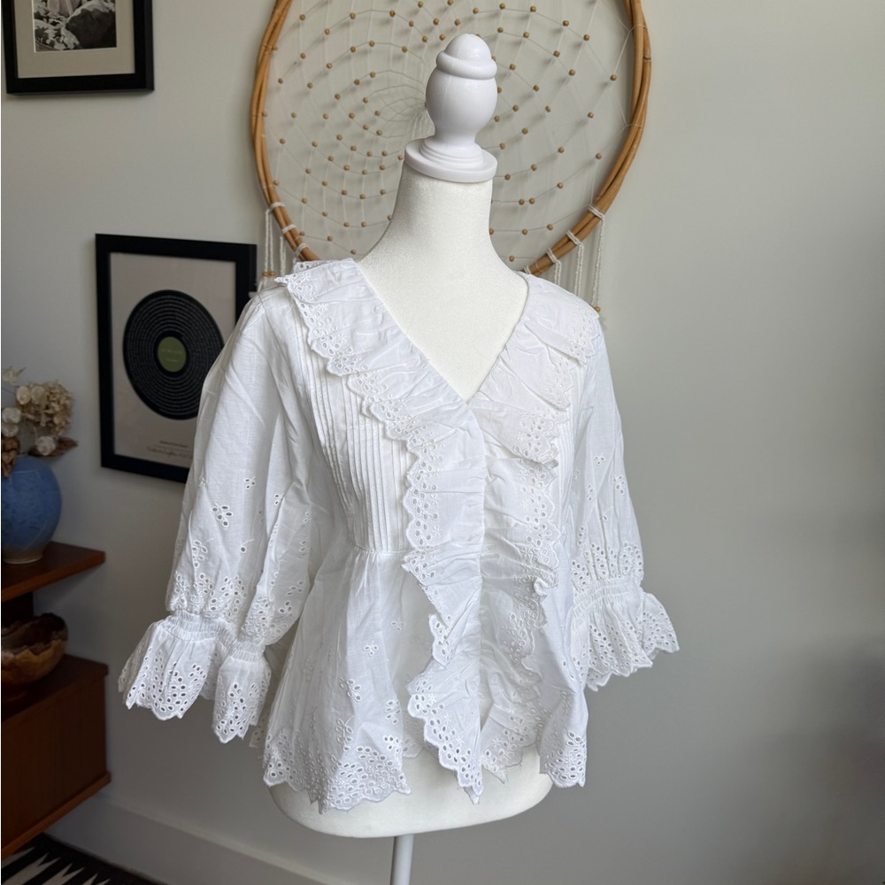 NWT Small Darlington Eyelet White Blouse (Sundance Catalog)